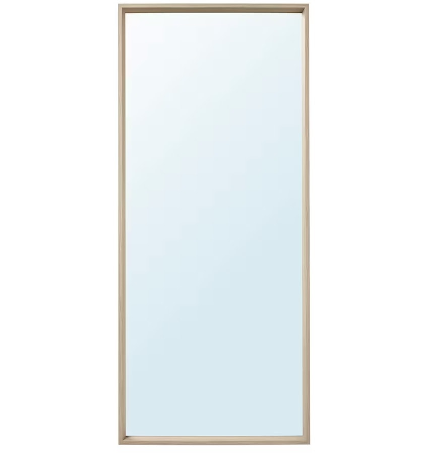 Hyr spegel med ram i ek - 150x65 cm