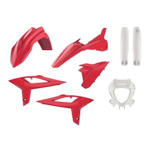 Plastkit enduro med lampkåpa, gaffelbensskydd Beta 20-22, röd/vit