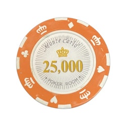 Monte Carlo 14g clay pokermarker värde 25000 25 st.