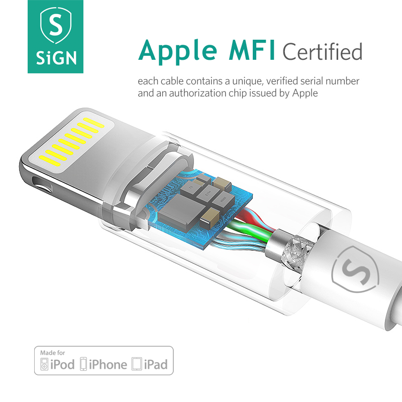SiGN Lightning-kabel till iPhone / iPad, MFi-certifierad - 3 m