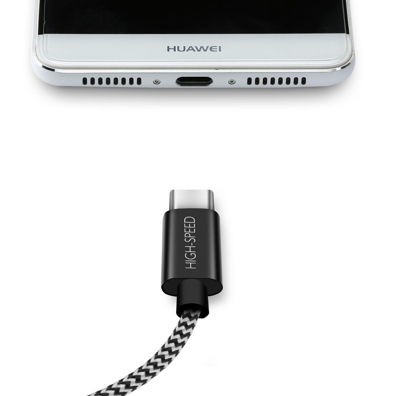 SiGN Skin USB-C-kabel 2.1A 3 m - Svart/Vit