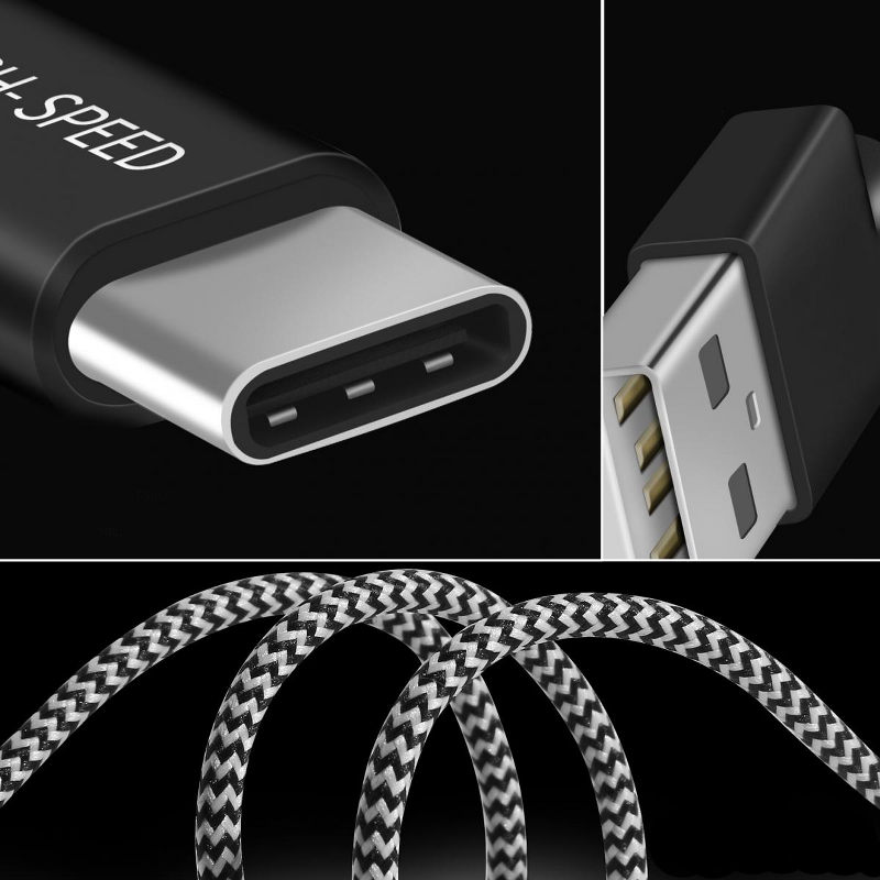 SiGN Skin USB-C-kabel 2.1A 3 m - Svart/Vit
