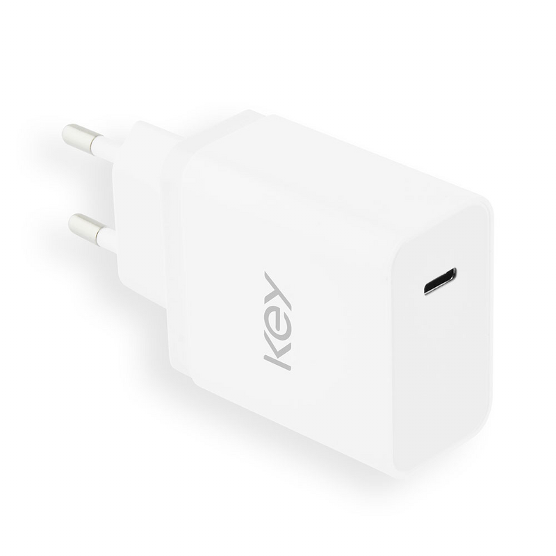 Key USB-C Adapter with Cable 5V/3.0A/18W - White