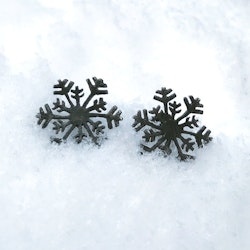 Örhängen Snowflake Svart Borstat Silver