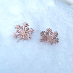Örhängen Snowflake Borstat Roséförgyllt Silver