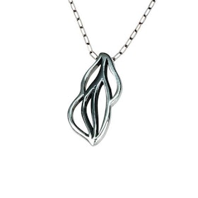 Halsband Hanging Leaf Oxiderat Silver