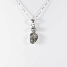 Halsband med Herkimer & Moon stone-stenar - 40+5 cm extension
