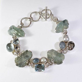 Armband Aquamarine - Moon Stone - Blue Topaz Silver