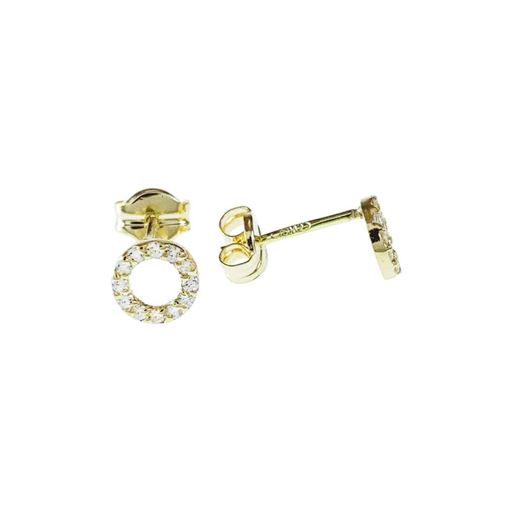 Snygga fasta örhängen DOUBLE RINGS med cz-stenar 18K guld från Catwalk Jewellery