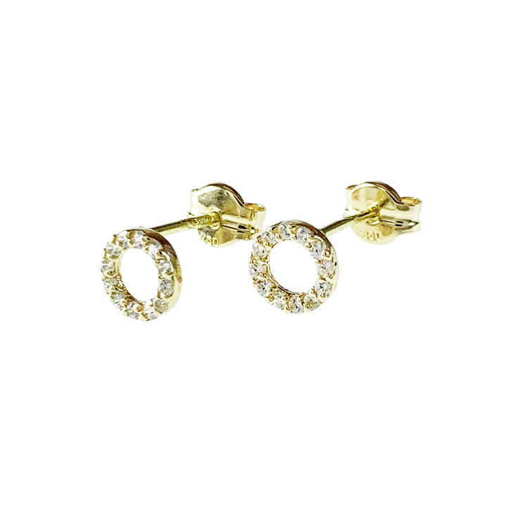Trendiga fasta örhängen DOUBLE RINGS med cz-stenar 18K guld från Catwalk Jewellery