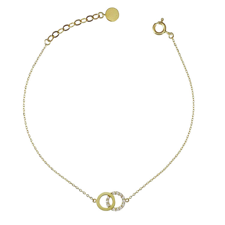 Vackert armband Double Rings med cz-stenar i 18K guld från Catwalk Jewellery