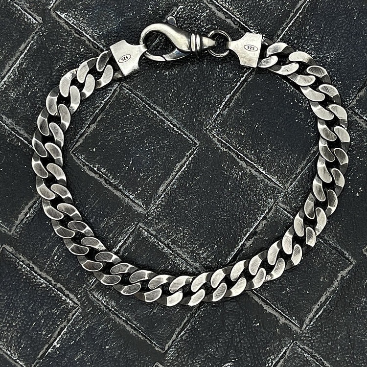 Pansarlänk Armband Oxiderat Silver - 7 mm - Catwalk Jewellery