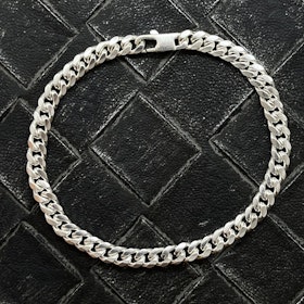 Pansarlänk Armband Ovalslipad Silver - 5 mm