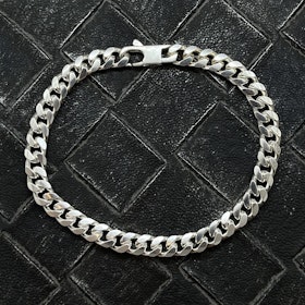 Pansarlänk Armband - Ovalslipad Silver - 5,8 mm