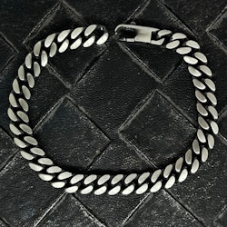 Pansarlänk Armband Ovalslipad - Oxiderat Silver - 6,4 mm