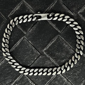 Pansarlänk Armband Ovalslipad - Oxiderat Silver - 5,8 mm