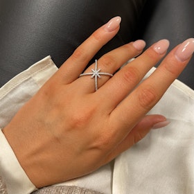 Ring Double Cross Sparkling Silver