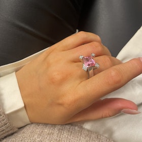 Ring Square Pink Sparkling Silver