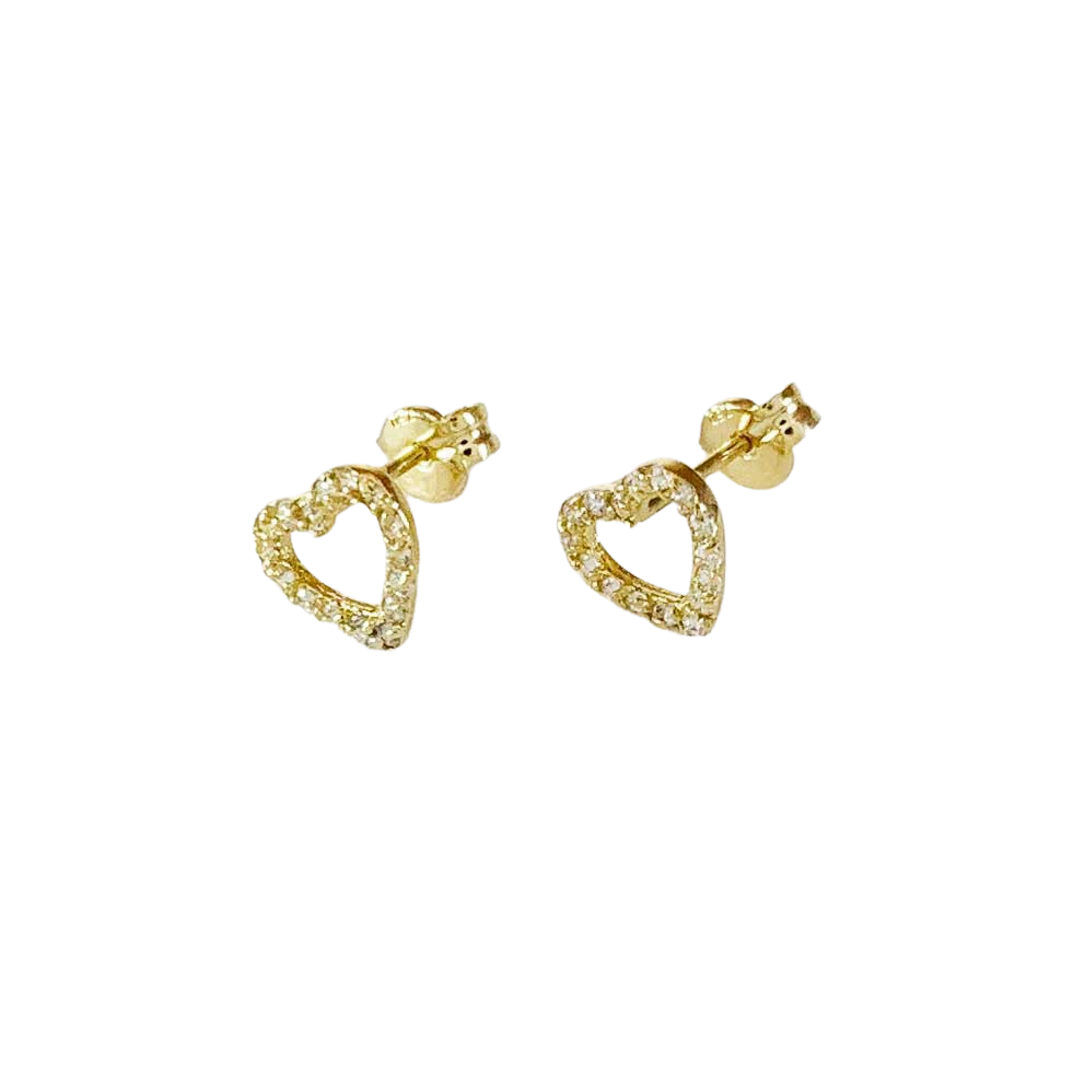 Snygga fasta guldörhängen HOLLOW SHINY HEART 18K guld från Catwalk Jewellery