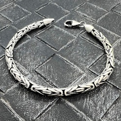 Rund Kejsarlänk Oxiderat Silver - Armband 4 mm