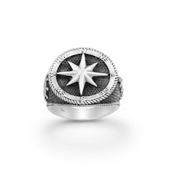 Ring Compass/Anchor Oxiderat Silver