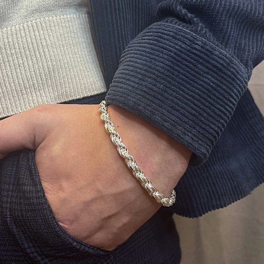 Massiv Cordellänk Silver 5,8 mm Diamantslipad - Armband - Catwalk Jewellery