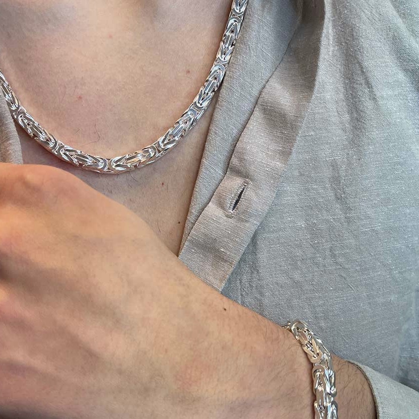 Massiv Fyrkantig Kejsarlänk Silver - Halsband 6,5 mm - Catwalk Jewellery