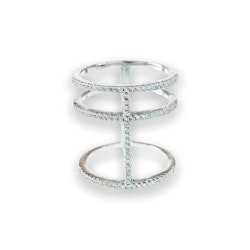 Ring 3 Lines Sparkling Silver