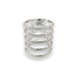 Ring Five Lines Sparkling Silver