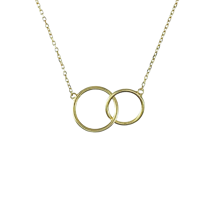 Vackert guldhalsband Double Rings i 18 karats guld från catwalksmycken