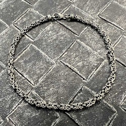 Rund Kejsarlänk Oxiderat Silver - Armband 3 mm