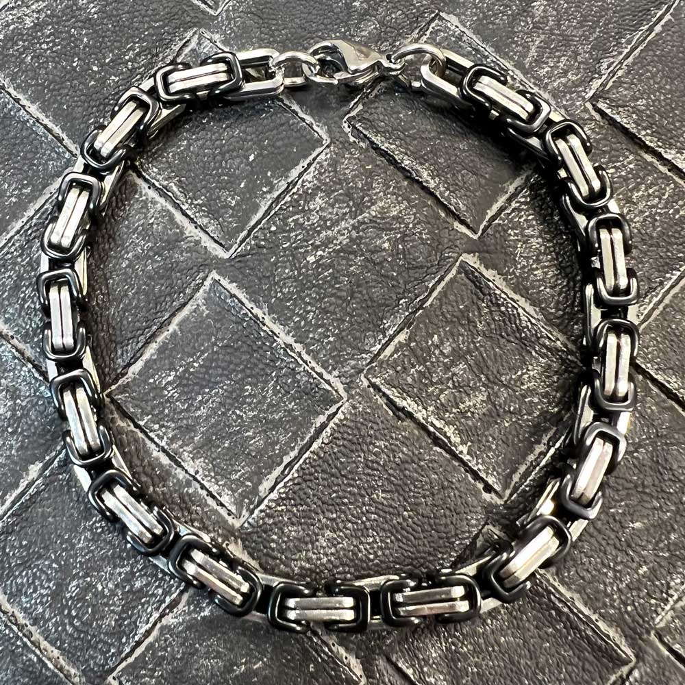 Kejsarlänk armband i svart/ rostfritt stål från Catwalksmycken