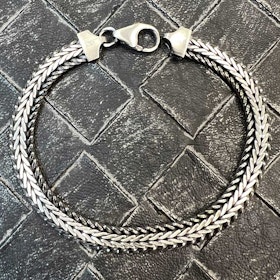 Platt Rävsvanslänk Oxiderat Silver - Armband