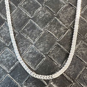 Fyrkantig Rävsvanslänk Silver - Halsband