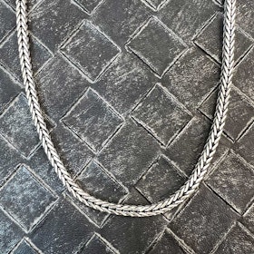 Fyrkantig Rävsvanslänk Oxiderat Silver - Halsband