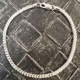 Fyrkantig Francolänk Silver - Armband