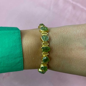 Armband Peridot Ädelstenar Förgyllt Silver