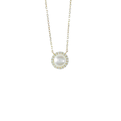 Halsband Shiny Pearl med cz-stenar Guld 18K