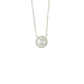 Halsband Shiny Pearl med cz-stenar Guld 18K