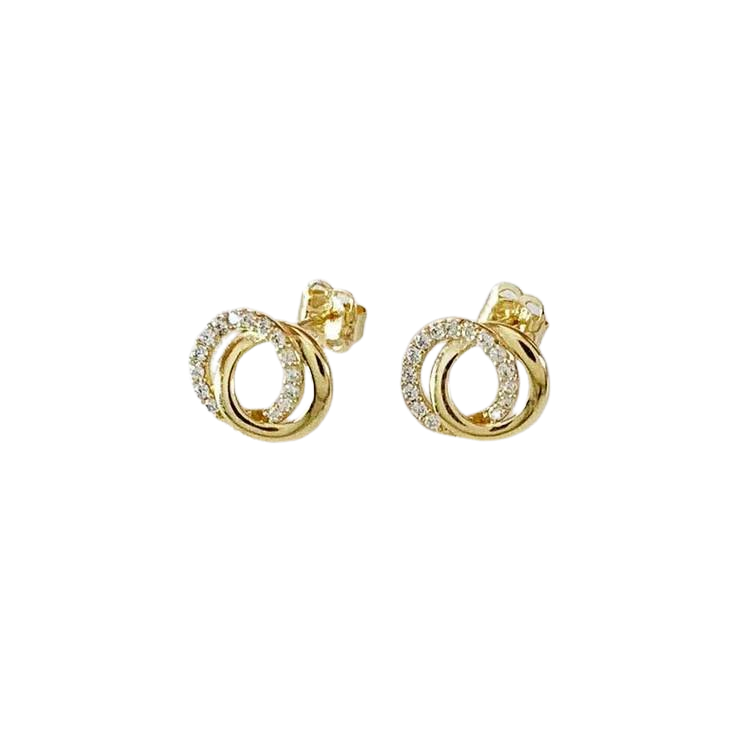 Guldörhänge Double rings med cz-stenar från Catwalksmycken