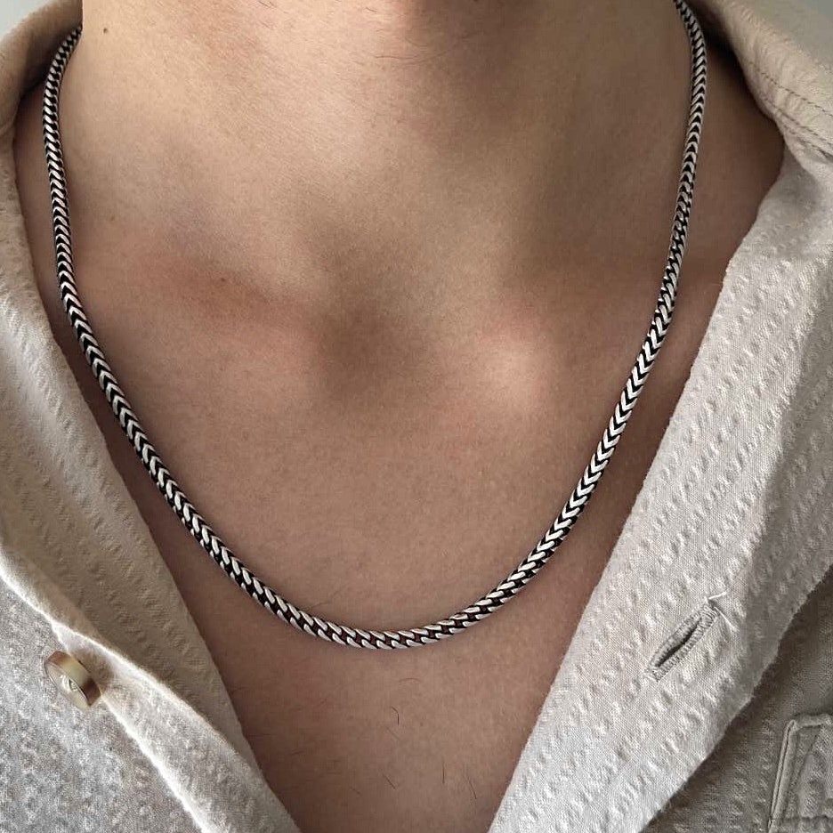 francolänk halsband i oxiderat 925 silver från Catwalksmycken