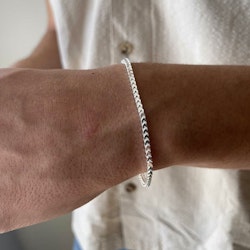 Fyrkantig Francolänk Silver - Armband
