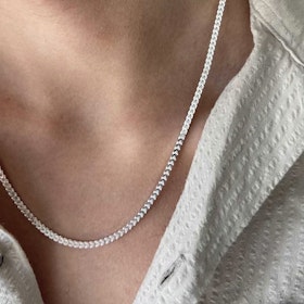 Fyrkantig Francolänk Silver - Halsband