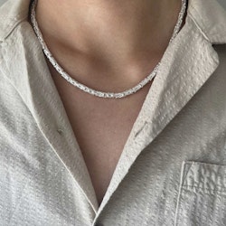 Rund Kejsarlänk Silver - Halsband 4 mm