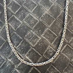 Rund Kejsarlänk Oxiderat Silver  - Halsband 4 mm