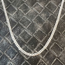 Pansarlänk Halsband Ovalslipad Silver - 5 mm