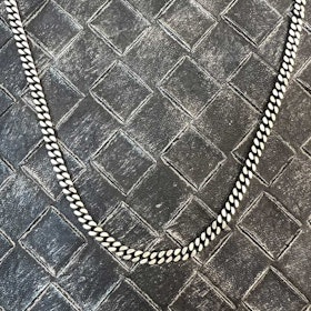 Pansarlänk Halsband Ovalslipad - Oxiderat Silver - 5 mm