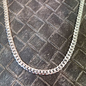 Pansarlänk Halsband Ovalslipad Silver - 6,4 mm