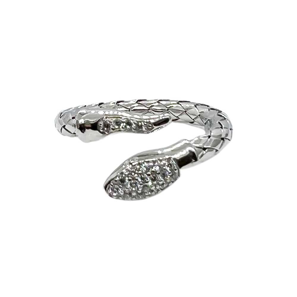 Läcker ring Snake med cz-stenar i rhodinerat 925 silver från Catwalksmycken