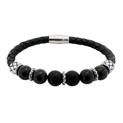 Läderarmband Bead Onyx